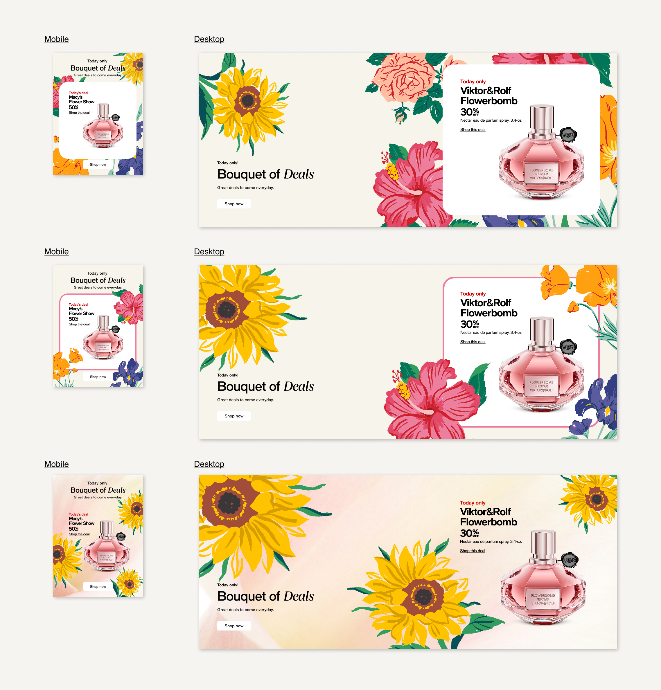 Flower Show V1 exploration — layered florals