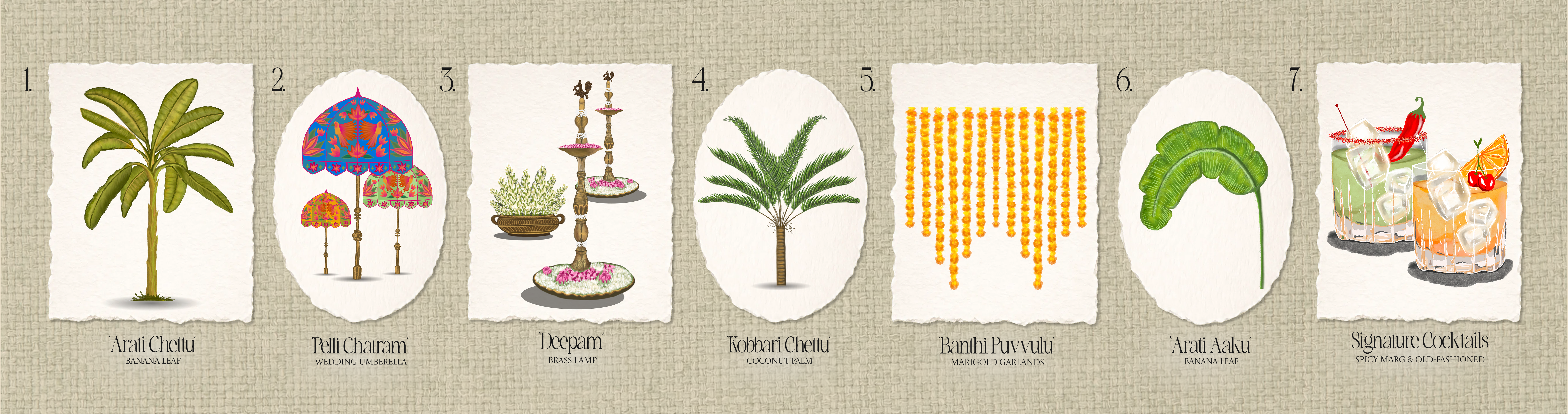 Illustration asset library — 7 named cards